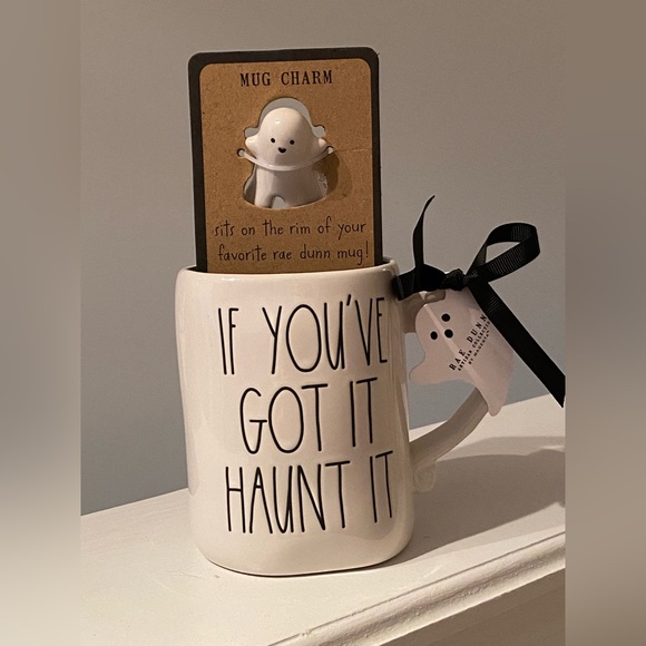 Rae Dunn Other - Rae Dunn White  Mug With Ghost Mug Charm NWT Halloween